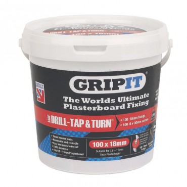 Gripit Red Plasterboard Fixings 18mm Tub of 100